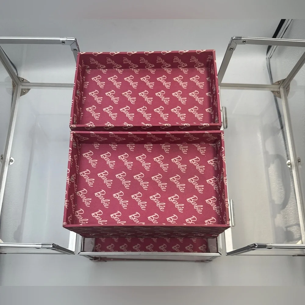 Caboodles x Barbie Neat Freak Train Case Clear & Pink Limited Edition Organizer